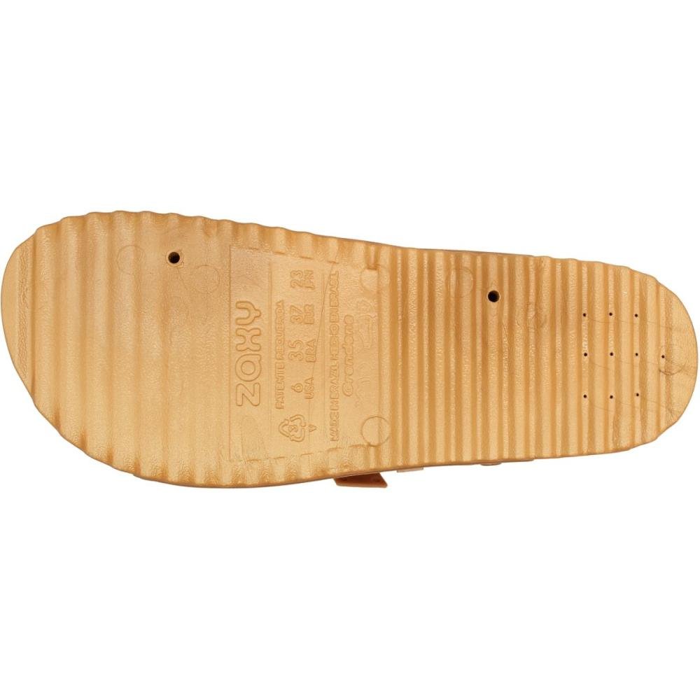 Chinelo Slide Zaxy Hold Apliques Feminina Bege 5