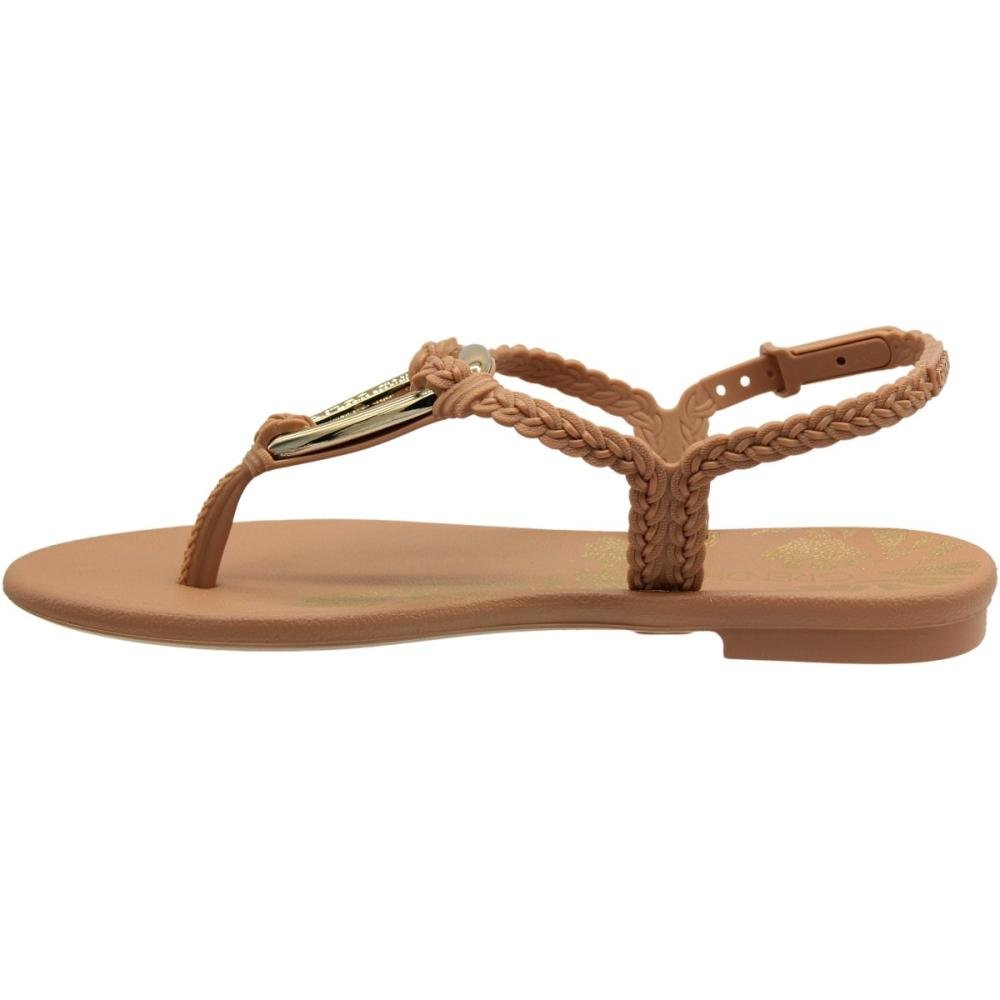 Sandalia Rasteira Grendha Sublime Tiras Trançadas Feminina Marrom 2