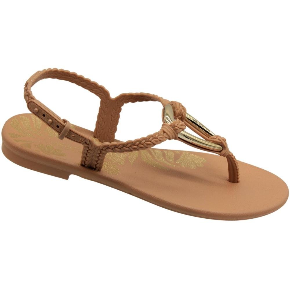 Sandalia Rasteira Grendha Sublime Tiras Trançadas Feminina Marrom 3