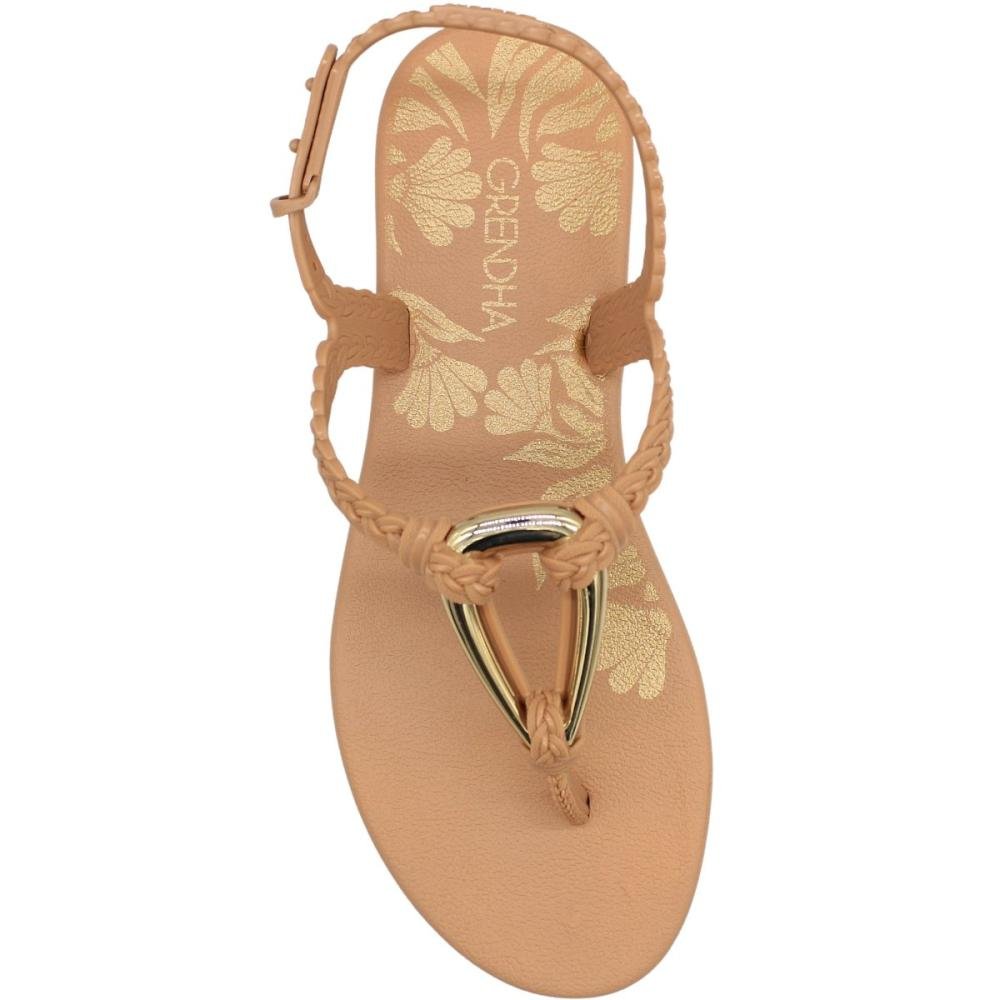 Sandalia Rasteira Grendha Sublime Tiras Trançadas Feminina Marrom 4