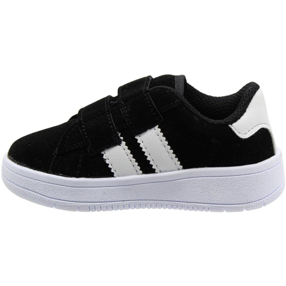 Tênis Casual Infantil Via Vip Fechamento Contato Camurção Menino Preto 2