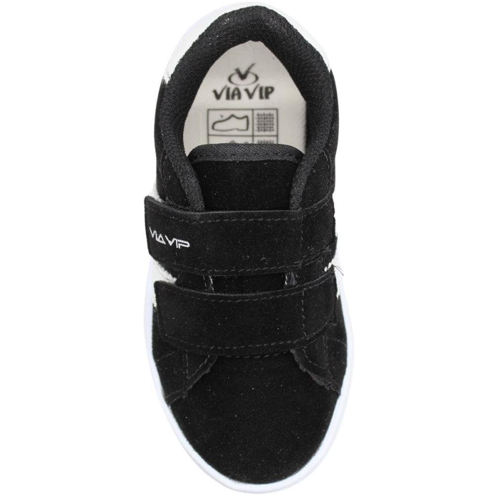 Tênis Casual Infantil Via Vip Fechamento Contato Camurção Menino Preto 4