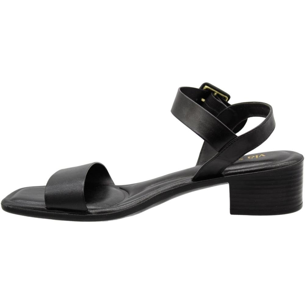 Sandália Salto Baixo Via Scarpa Confort Fivela Feminina Preto 2