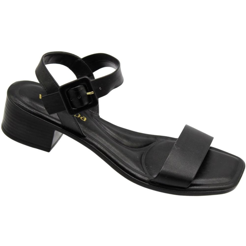 Sandália Salto Baixo Via Scarpa Confort Fivela Feminina Preto 3