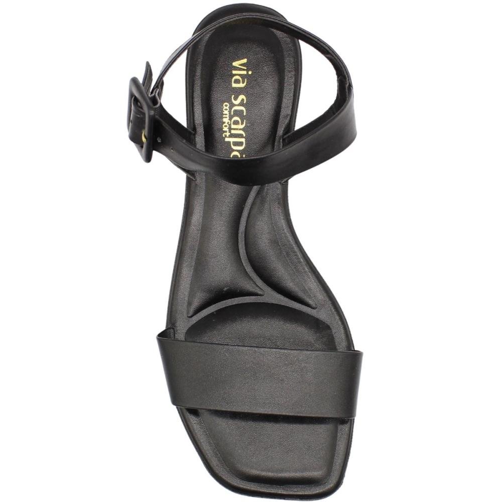 Sandália Salto Baixo Via Scarpa Confort Fivela Feminina Preto 4