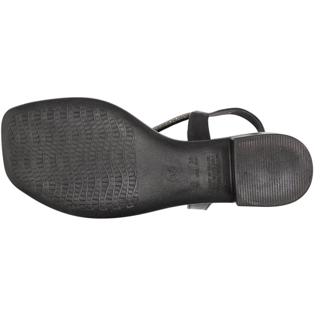 Sandália Salto Baixo Via Scarpa Strass Caviar Feminina Preto 5