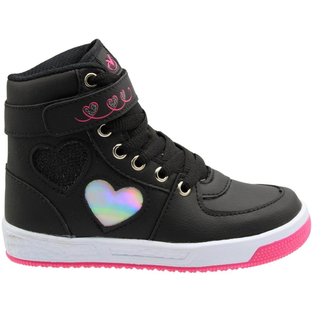 Tênis Casual Cano Alto Infantil Via Vip Corações Menina