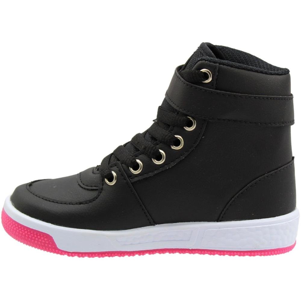 Tênis Casual Cano Alto Infantil Via Vip Corações Menina Preto 2