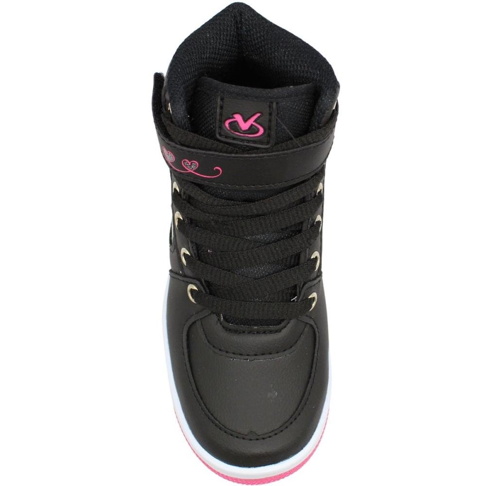 Tênis Casual Cano Alto Infantil Via Vip Corações Menina Preto 4