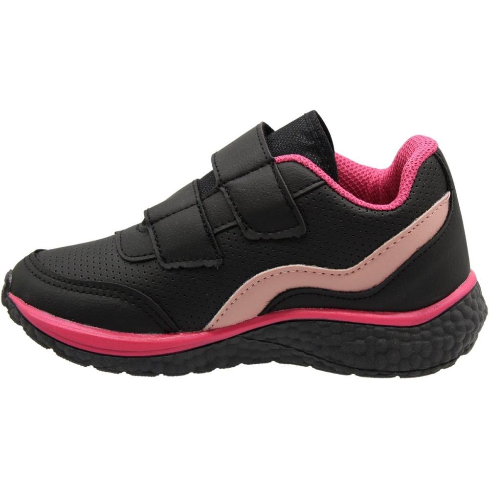 Tênis Esportivo Via Vip Fechamento De Contato Listra Menina Preto/Rosa 2