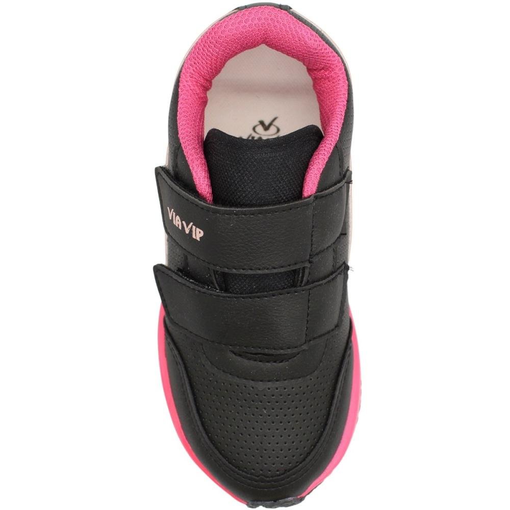 Tênis Esportivo Via Vip Fechamento De Contato Listra Menina Preto/Rosa 4