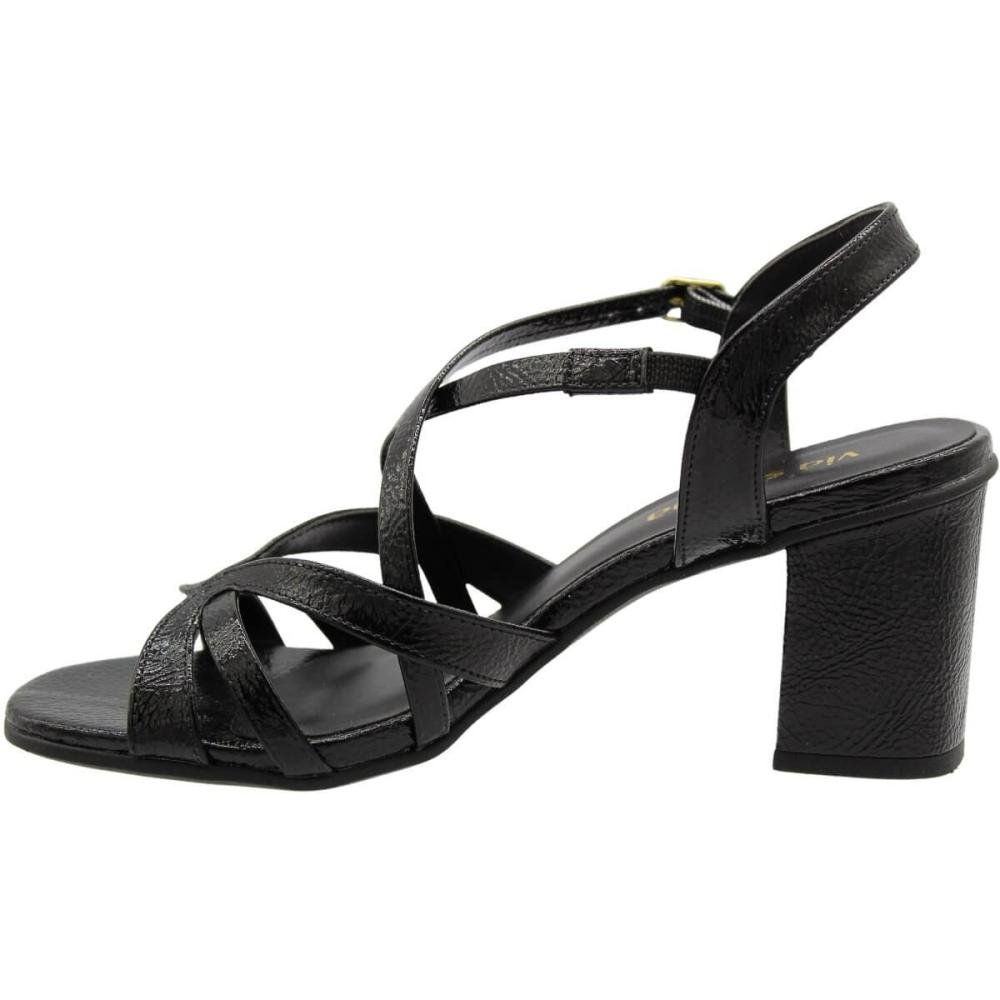 Sandália Salto Médio Via Scarpa Tiras Finas Elegante Feminina Preto 2