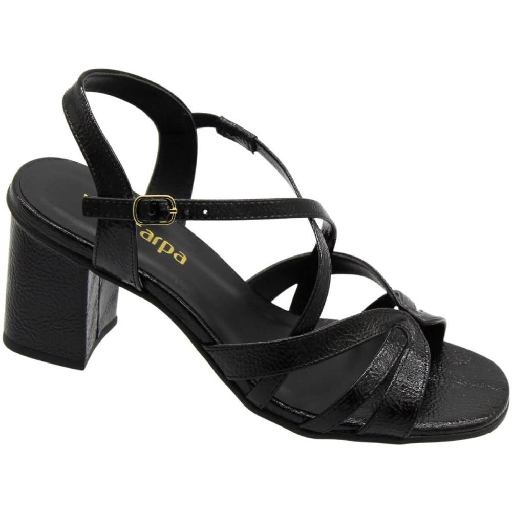 Sandália Salto Médio Via Scarpa Tiras Finas Elegante Feminina Preto 3