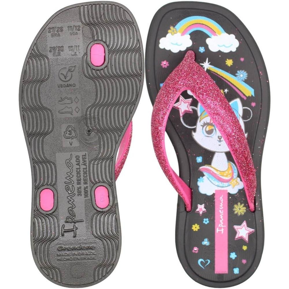 Chinelo De Dedo Infantil Ipanema Fluffy Shine Glitter Menina Preto 3