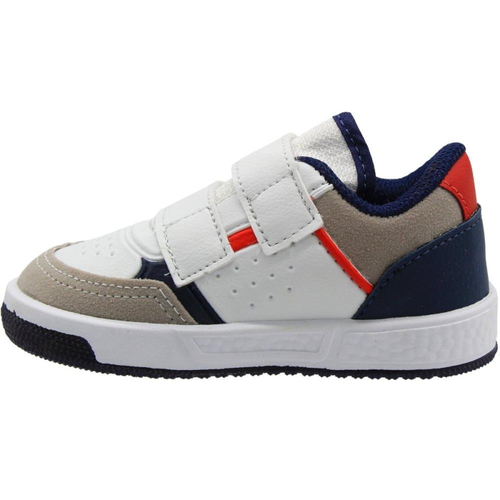 Tênis Casual Infantil Via Vip Fechamento Alto Colante Menino Branco/Bege 2