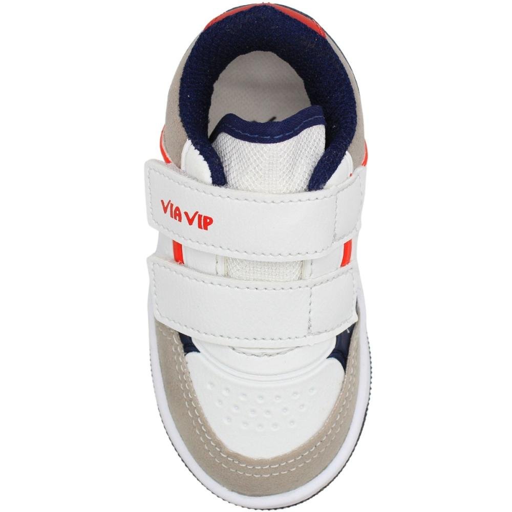 Tênis Casual Infantil Via Vip Fechamento Alto Colante Menino Branco/Bege 4