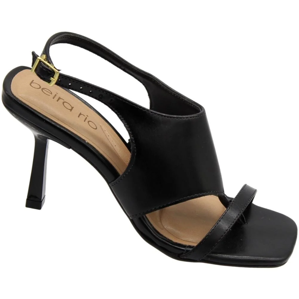 Sandália de Dedo Beira Rio Salto Médio Napa Madri Show Feminina Preto 3