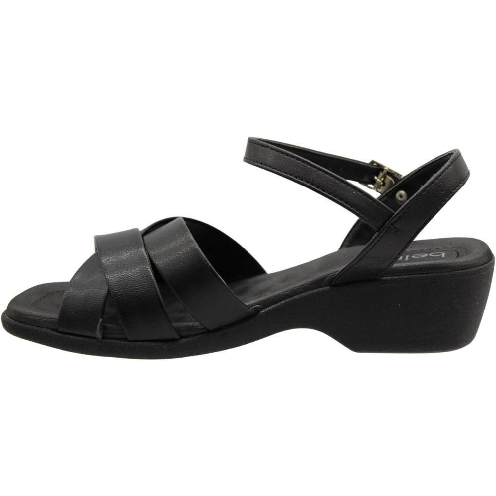 Sandalia Salto Baixo Beira Rio Napa Turim Confortável Feminina Preto 2