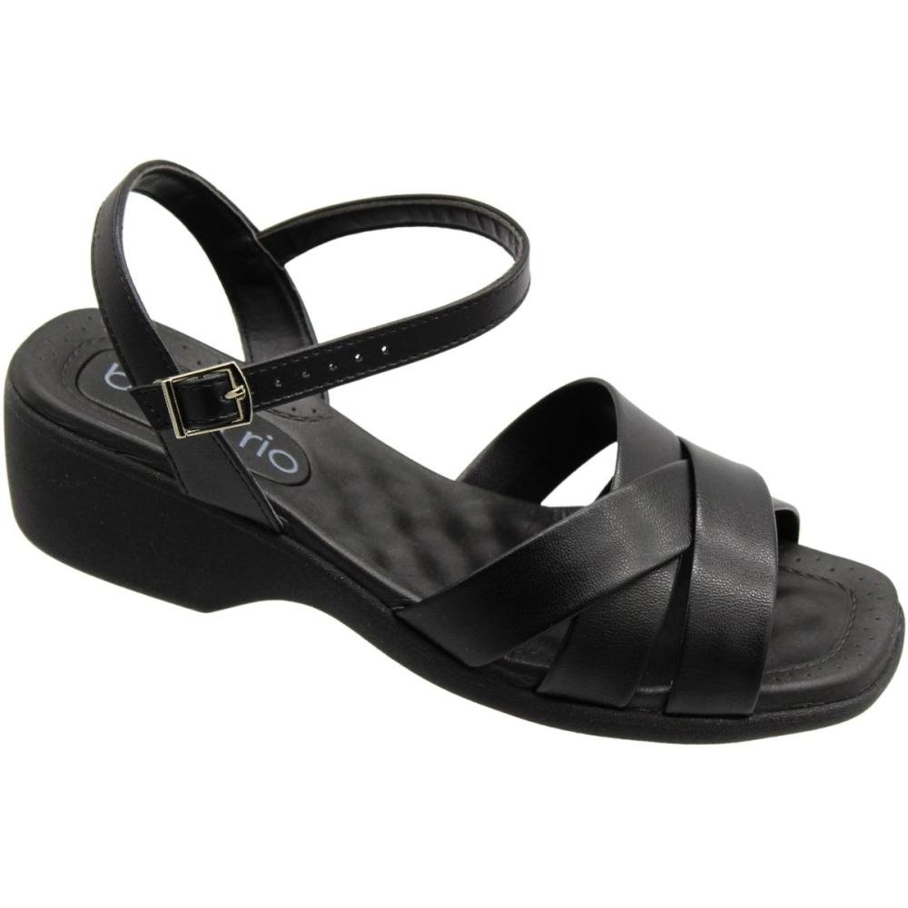 Sandalia Salto Baixo Beira Rio Napa Turim Confortável Feminina Preto 3