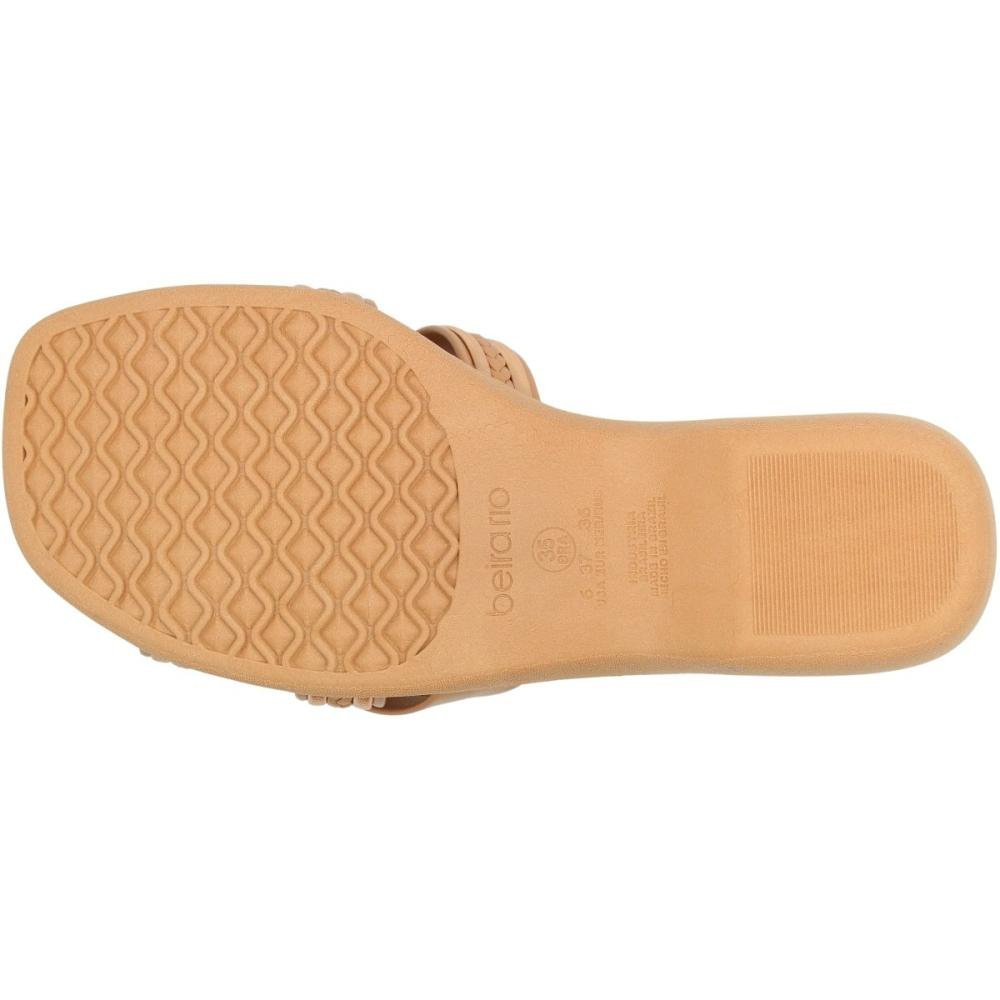 Tamanco Slide Beira Rio Napa Turim Tiras Cruzadas Feminino Bege 5