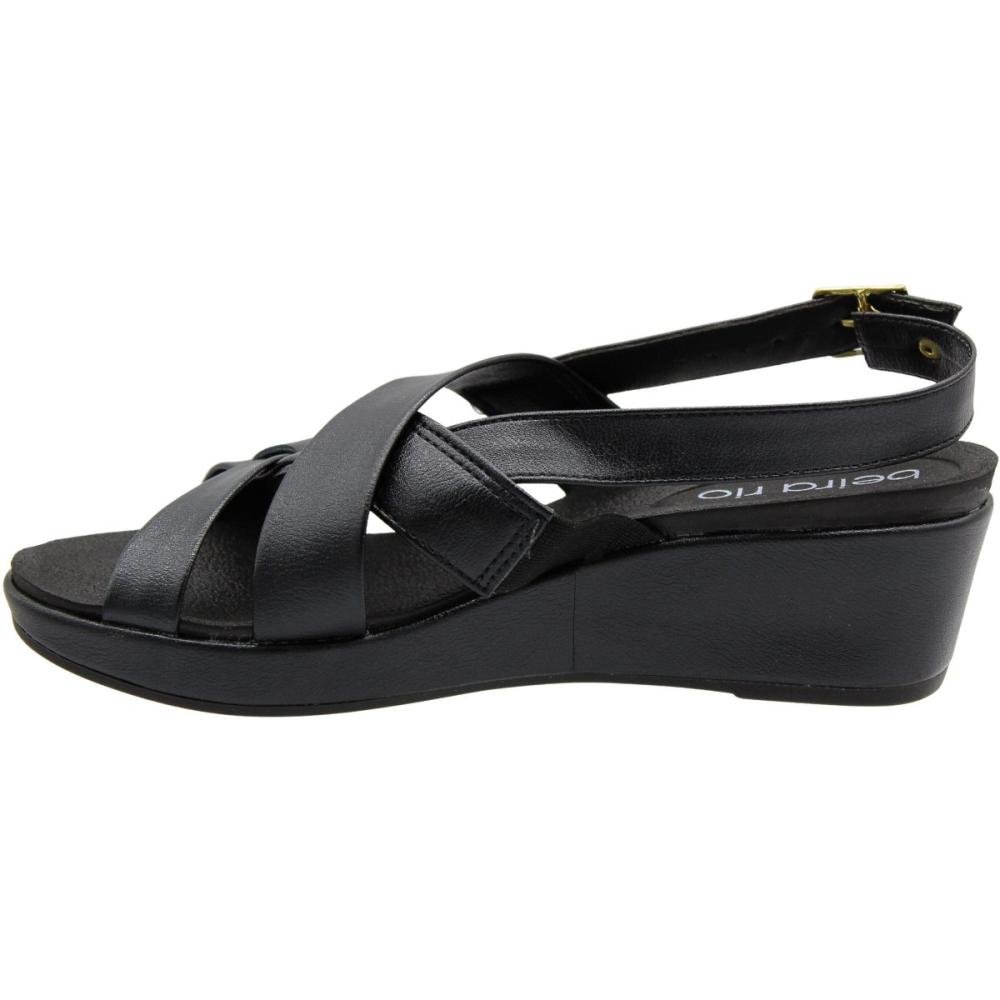 Sandália Beira Rio Anabella Salto Médio London Feminina Preto 2