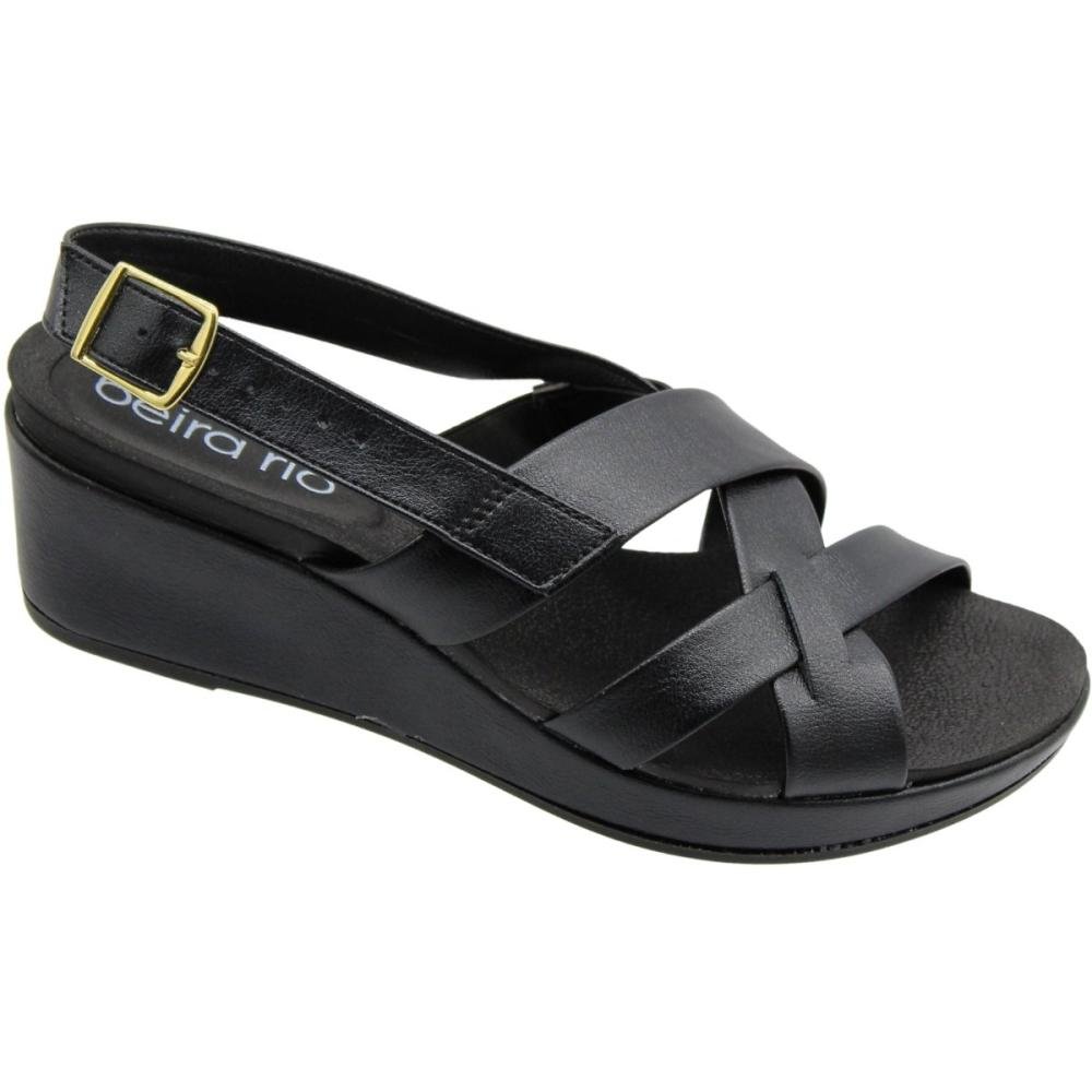 Sandália Beira Rio Anabella Salto Médio London Feminina Preto 3