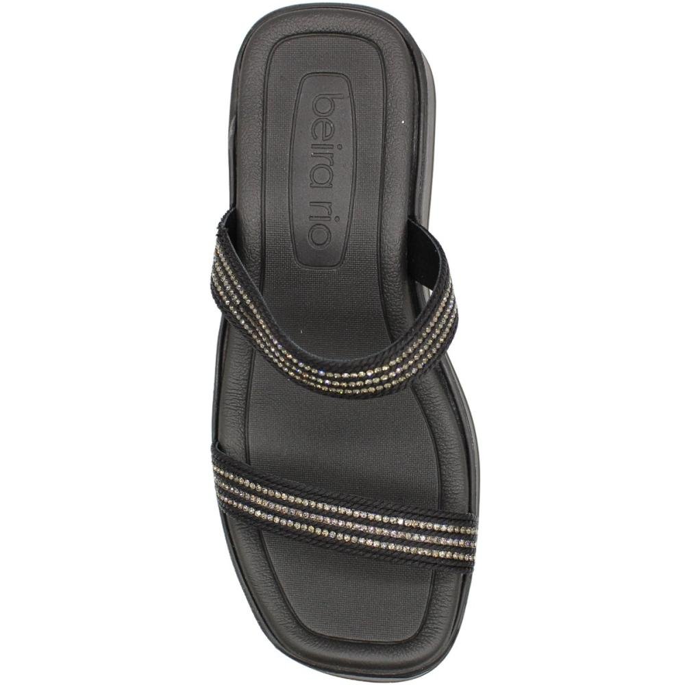 Tamanco Anabela Beira Rio Tira Pronta Wires Strass Feminina Preto 4