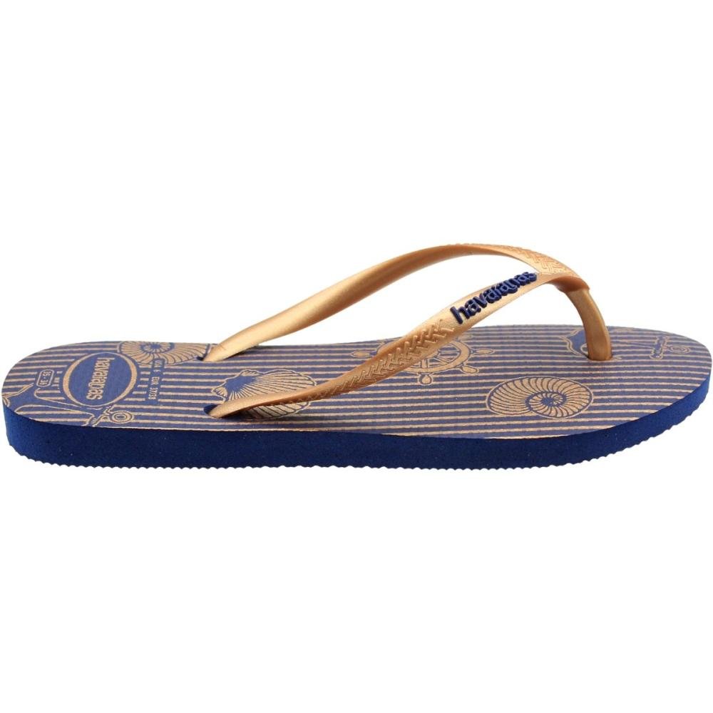Chinelo de Dedo Havaianas Slim Nautical Feminino Dourado 2