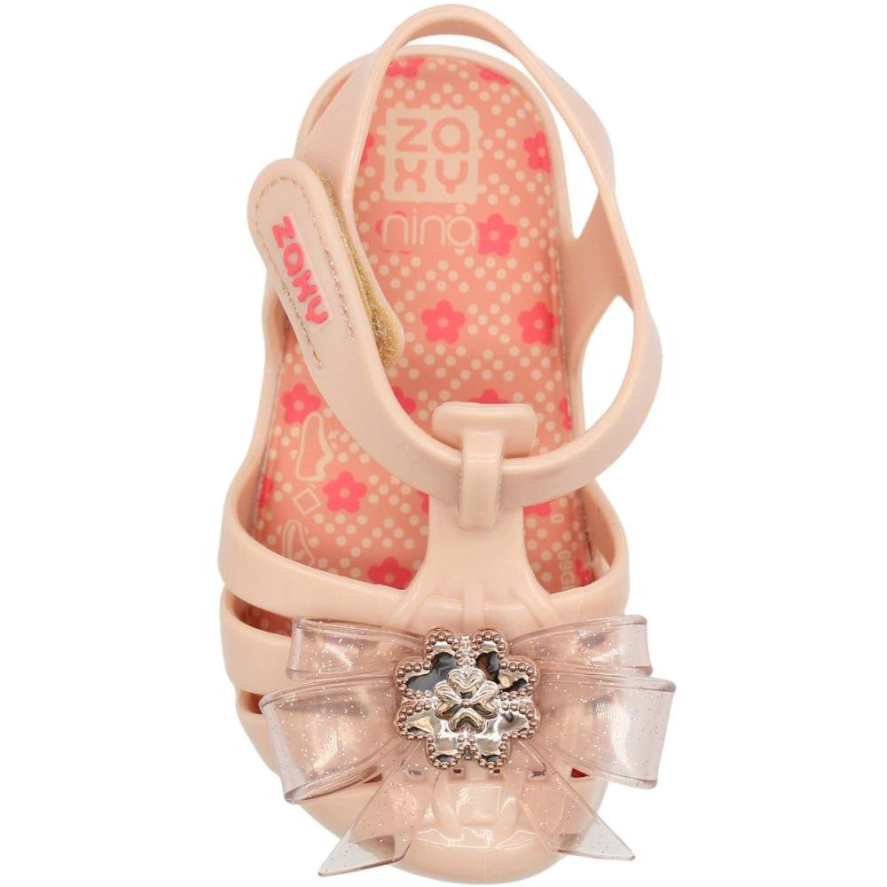 Sandália de Bebê Zaxynina Romantic Laço Menina Rosa 4