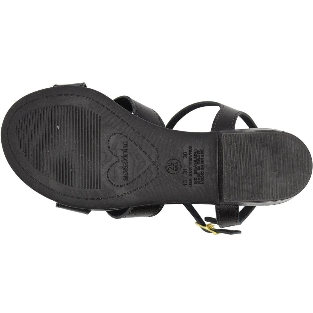 Sandália Infantil Molekinha Saltinho Coração Napa Juvenil Menina Preto 5