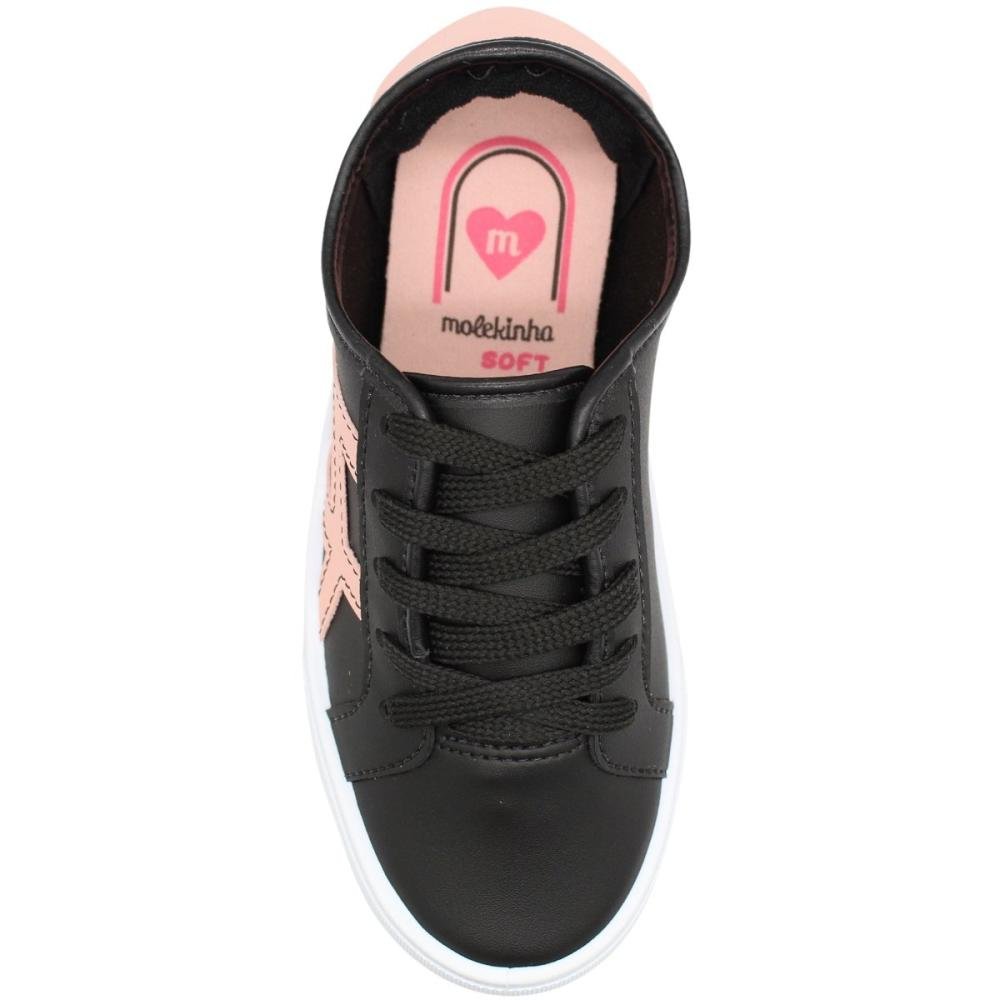 Tênis Casual Infantil Molekinha Flatform Recortes Menina Preto 4