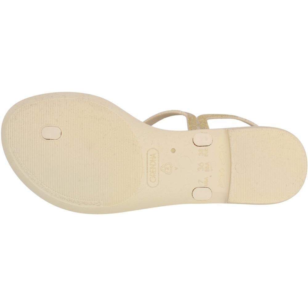 Sandália Rasteira De Dedo Grendha Floral Feminina Bege 5