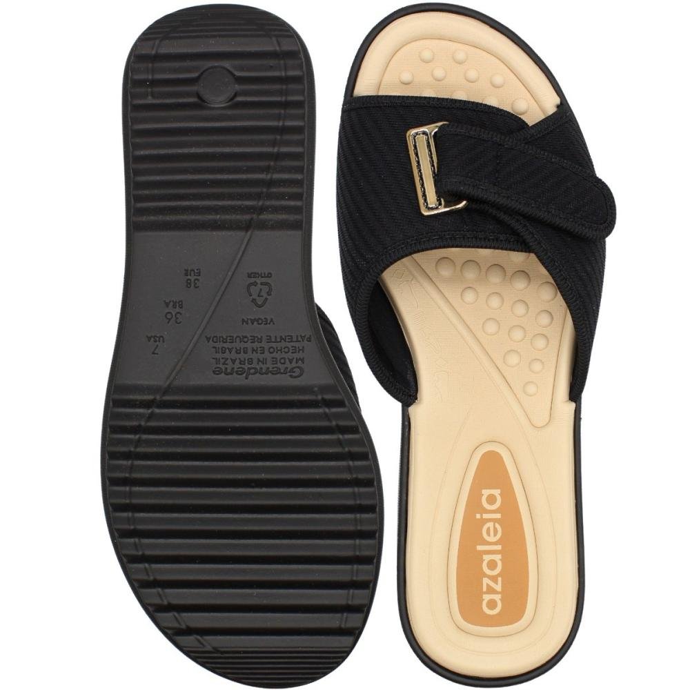 Tamanco Slide Azaleia Cecilia Anabelinha Ajustável Confortável Feminino Preto 3