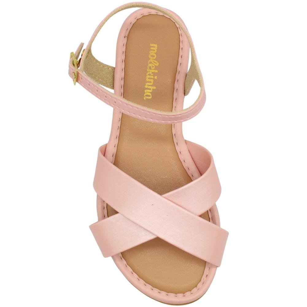 Sandália Infantil Molekinha Tamisa Napa Metalizado Conforto Menina Rosa 4