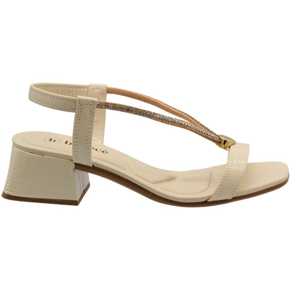 Sandália Bebecê Smash Strass Salto Médio Bloco Feminina