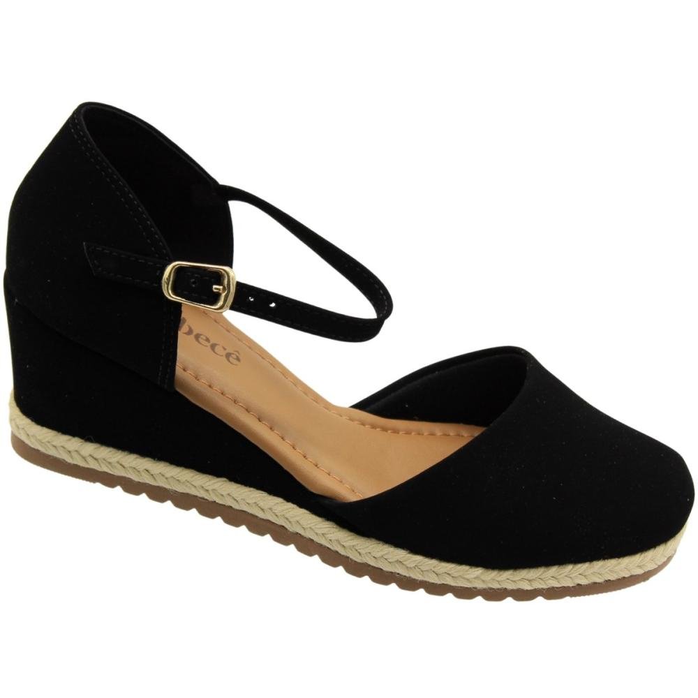 Sandália Espadrilhe Bebecê Clássica Nobuck Feminina Preto 3