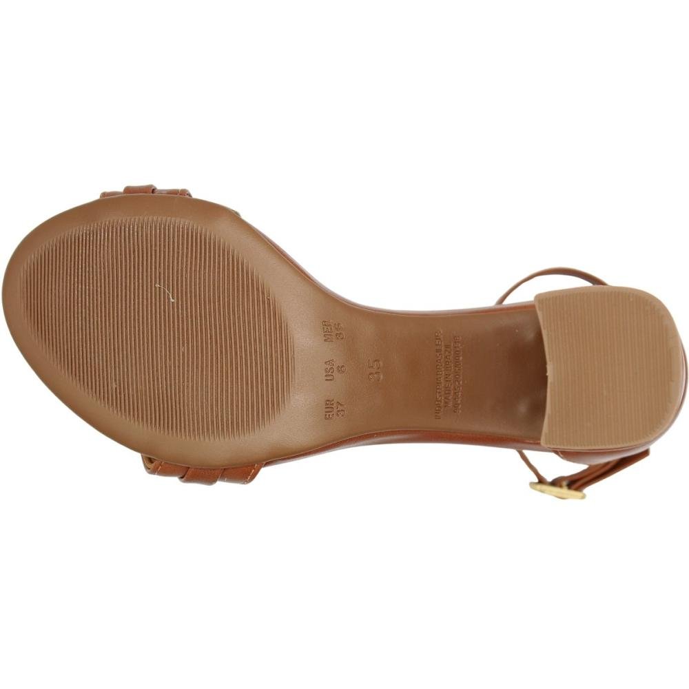 Sandália Bebecê Salto Bloco B+ Napa Egeu Tira Enfeite Feminina Marrom 5