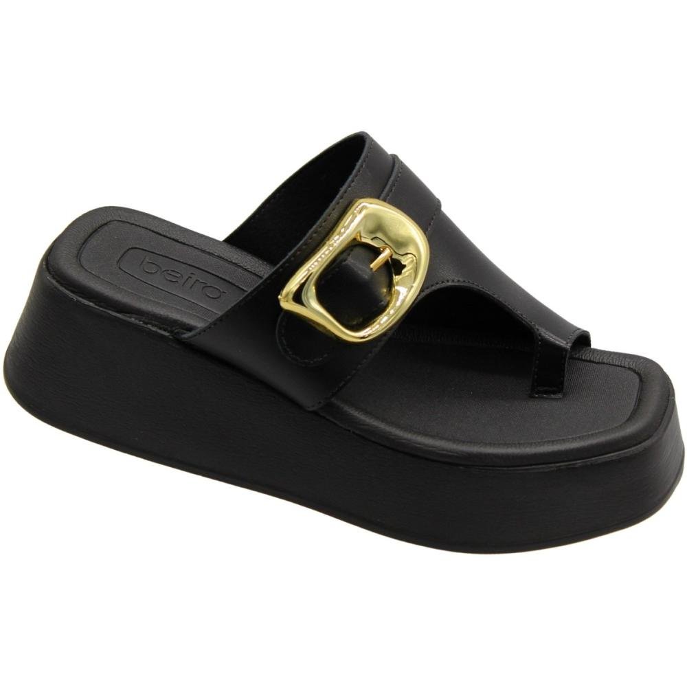 Tamanco Plataforma Beira Rio Fivela Dedal Napa Feminina Preto 3