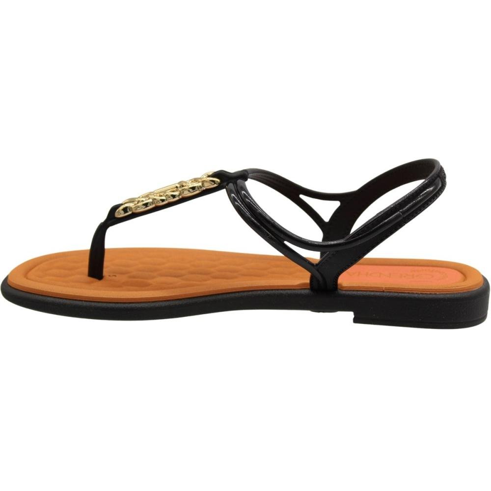 Sandália Rasteira Grendha Mais Conforto Encanto Feminina Preto 2