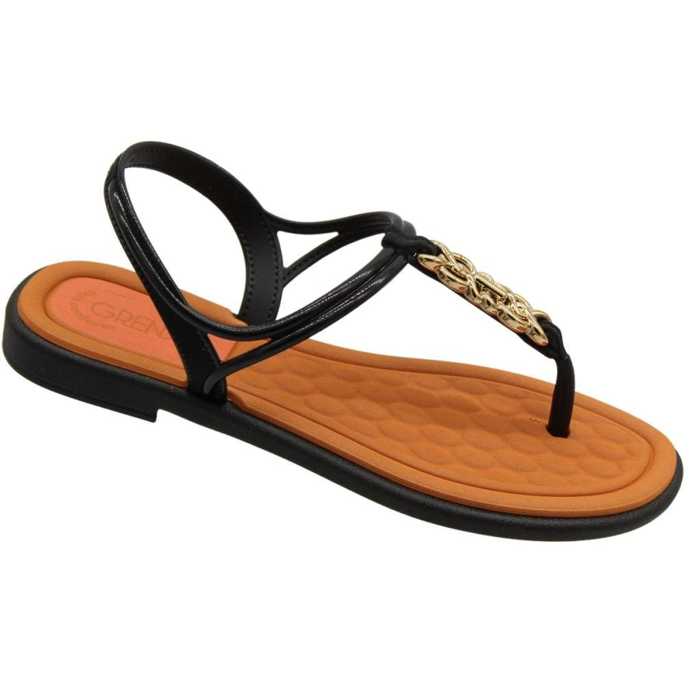 Sandália Rasteira Grendha Mais Conforto Encanto Feminina Preto 3