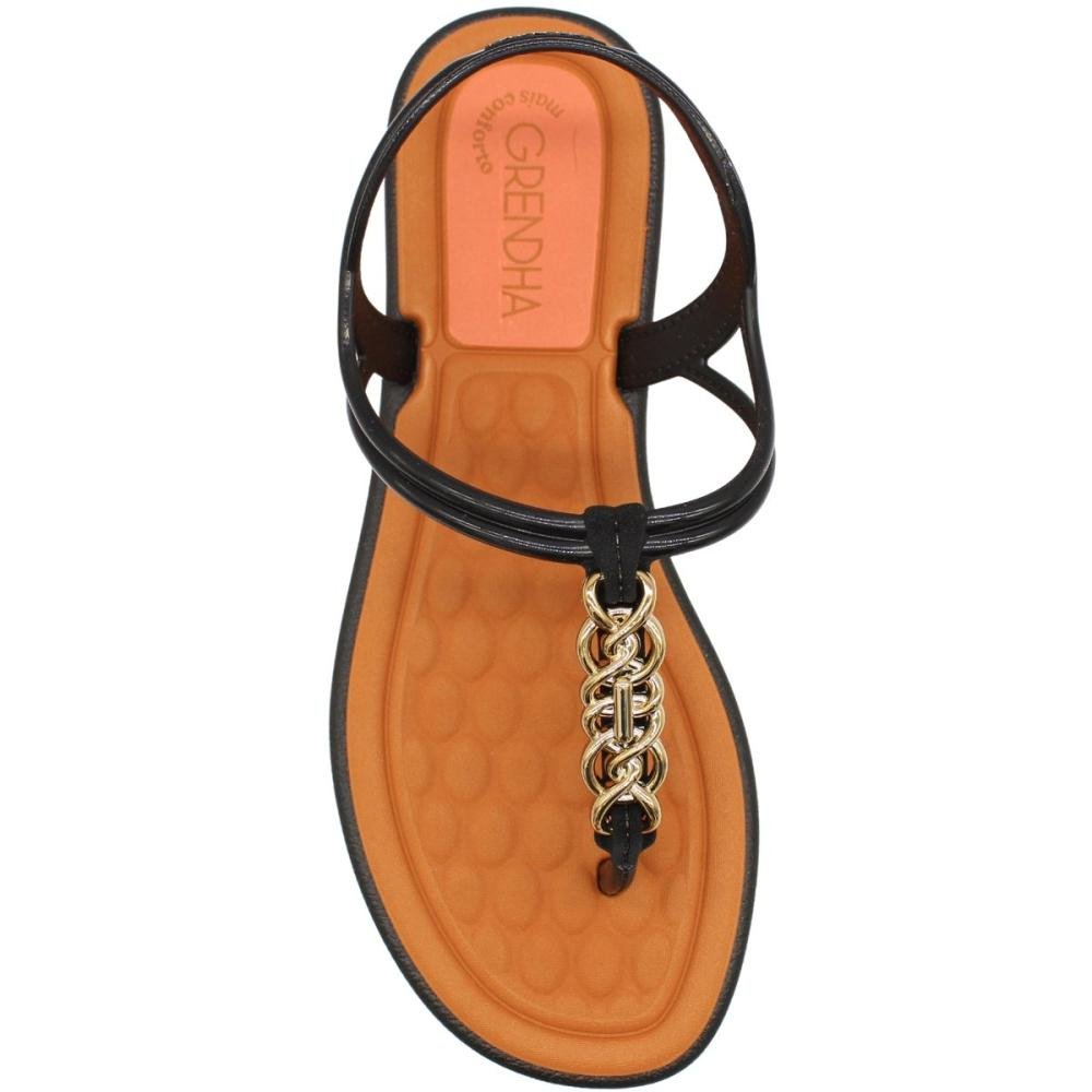 Sandália Rasteira Grendha Mais Conforto Encanto Feminina Preto 4