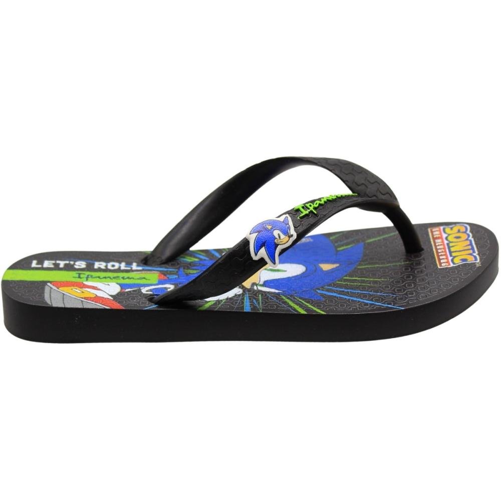 Chinelo de Dedo Infantil Ipanema Ouriço Lets Juvenil Menino Preto 2