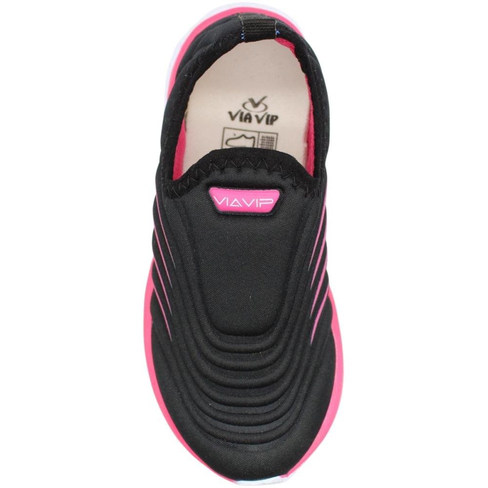Tênis Esportivo Infantil Via Vip Textura Colegial Menina Preto 4