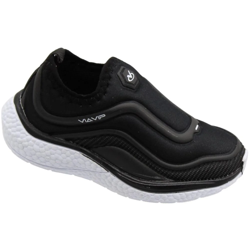 Tênis Infantil Escolar Via Vip Sem Cadarço Menino Preto 3