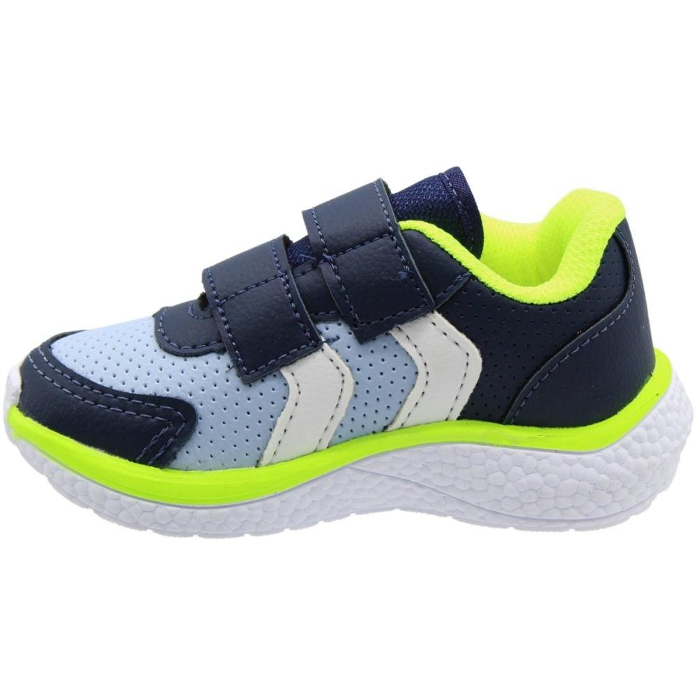 Tênis Infantil  Via Vip Escolar Tiras Fixadoras Menino  Azul 2