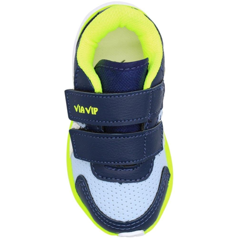 Tênis Infantil  Via Vip Escolar Tiras Fixadoras Menino  Azul 4