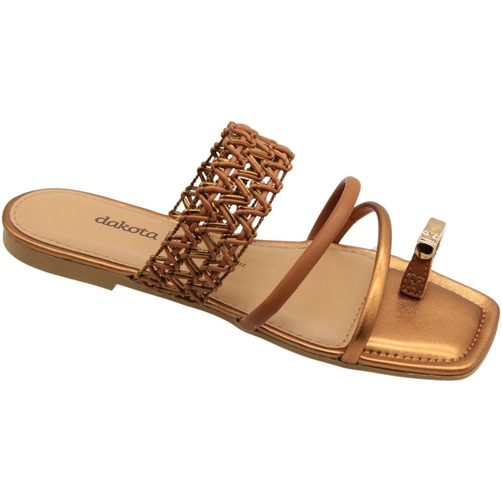 Tamanco Rasteiro Dakota Rives Bico Quadrado Feminino  Bronze 3