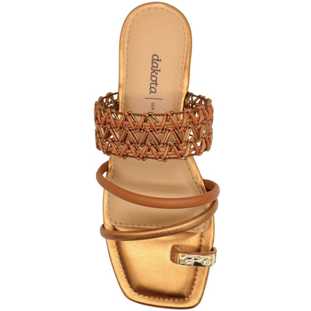 Tamanco Rasteiro Dakota Rives Bico Quadrado Feminino  Bronze 4