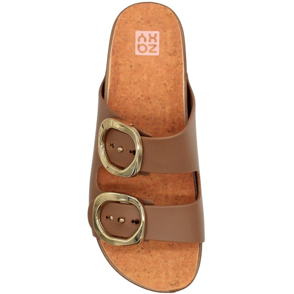 Chinelo Slide Zaxy Partner Soft New Metalizado Cortiça Feminina Marrom 3