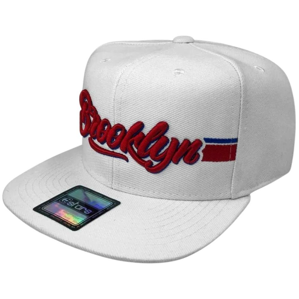 Boné Aba Reta E-Stars Logo Brooklyn Alto Relevo Masculino Branco 2